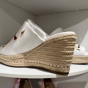 Karl Lagerfeld White Espadrille Wedges